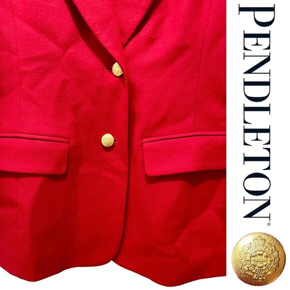 Pendleton Vintage 100% Virgin Wool Blazer Suit Jacket Made in USA Red Womens 8 - Picture 6 of 16